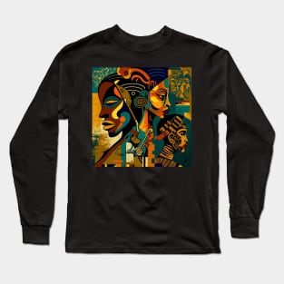 African Print Design Long Sleeve T-Shirt